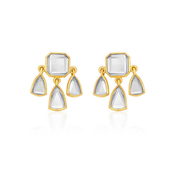 isharya Seher Statement Mirror Studs Earrings Gold