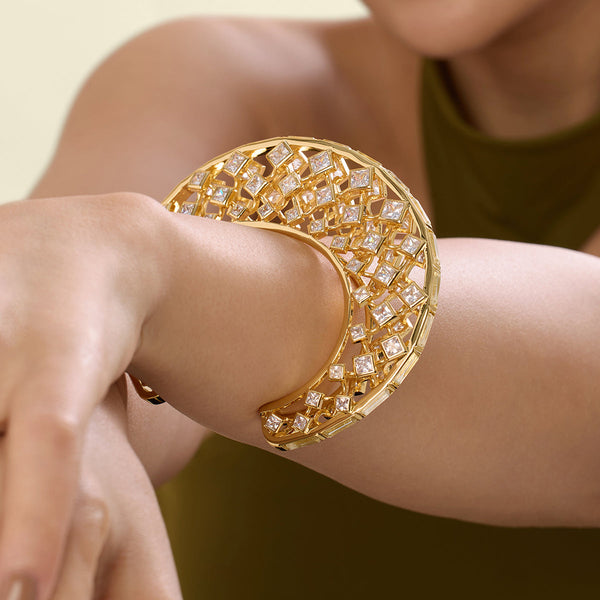 isharya Shiza Mirror & CZ Statement Cuff Cuff XS