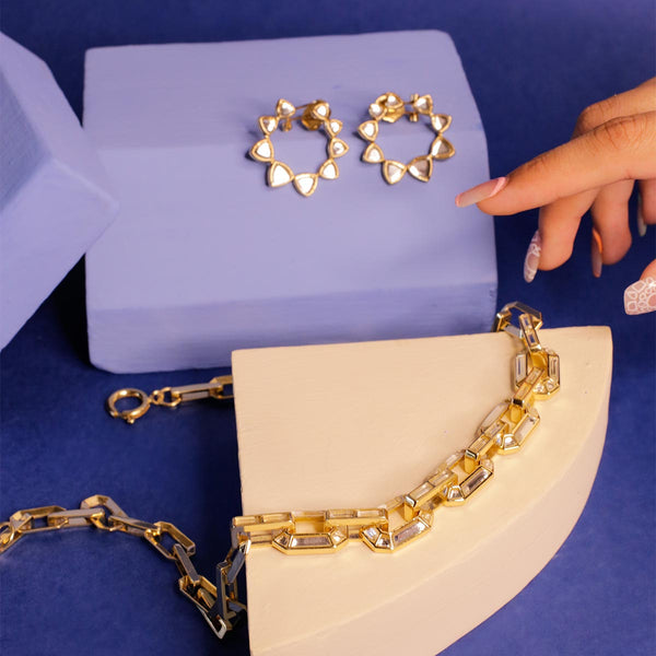 Isharya Shiza Shimmering Mirror Studs Earrings