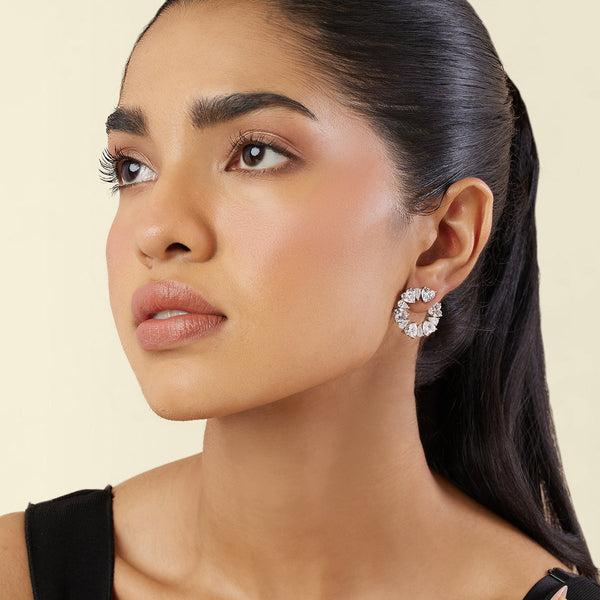 Isharya Silver Halo Studs Earrings