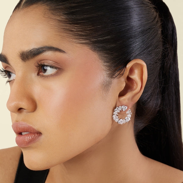 isharya Silver Halo Studs Earrings