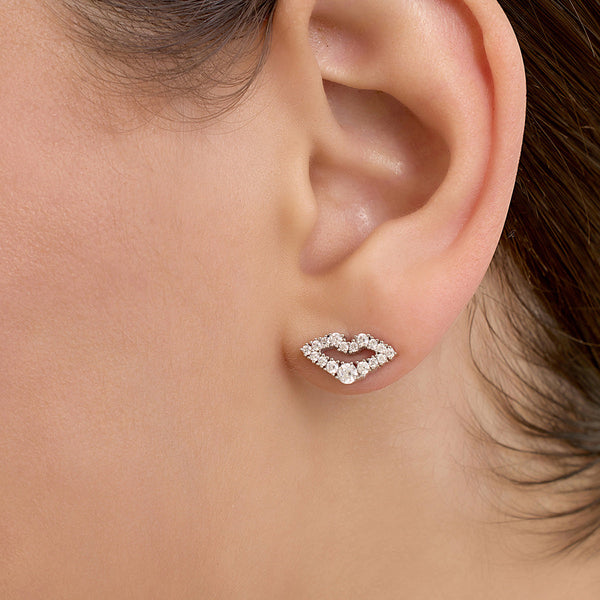 isharya Silver Lips Studs Earrings