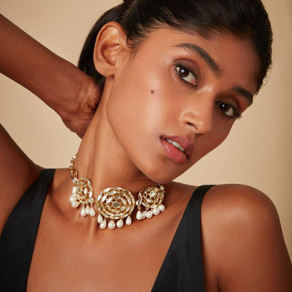 isharya Statement Cluster and Pearl Choker Choker
