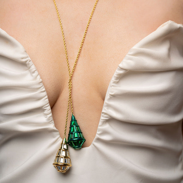 isharya Sultana Green Mirror Necklace Necklaces