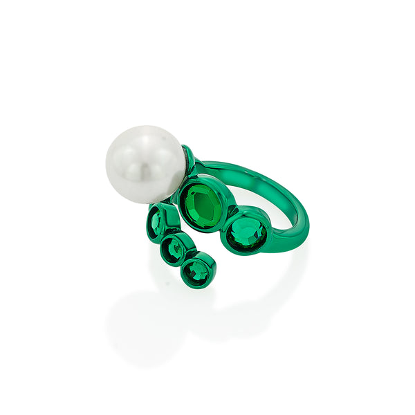 Isharya Sultana Pearl Ring Green