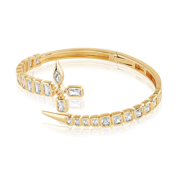 Isharya Tenis Cross Front Open Cuff Bracelets XS