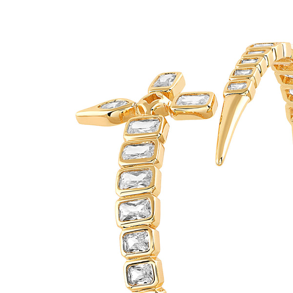 Isharya Tenis Cross Front Open Cuff Bracelets XS