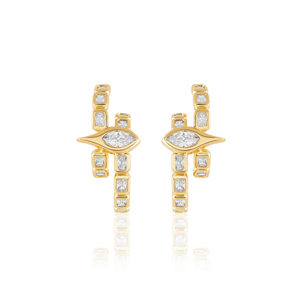 Isharya Tennis Eye Double Hoops Earrings