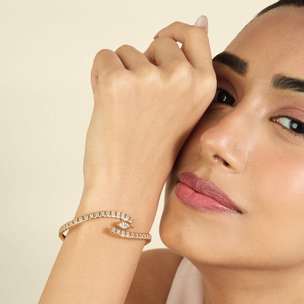 isharya Tenniscore Swirl Hinge Cuff Bracelets XS