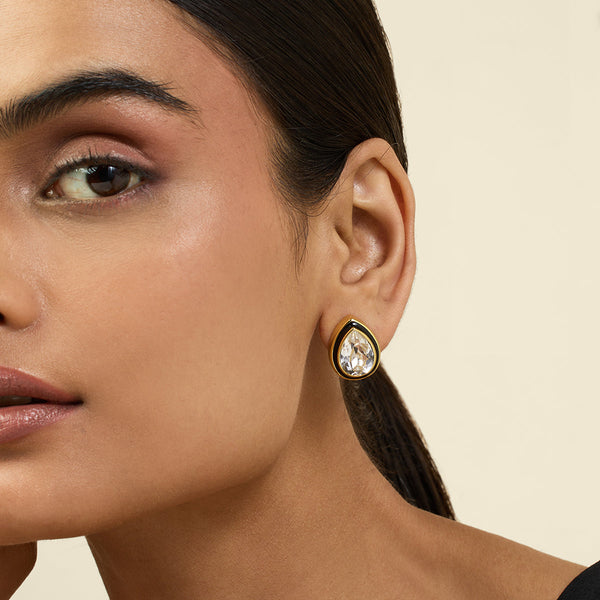 isharya White Bold Bling Earrings Earrings