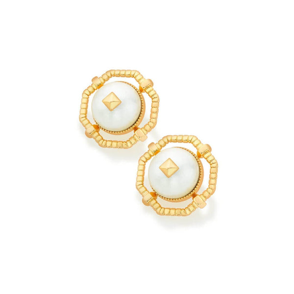 Isharya Yayoi Pearl Studs Earrings White
