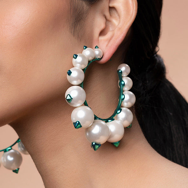 isharya Zeenat Pearl Hoops Earrings