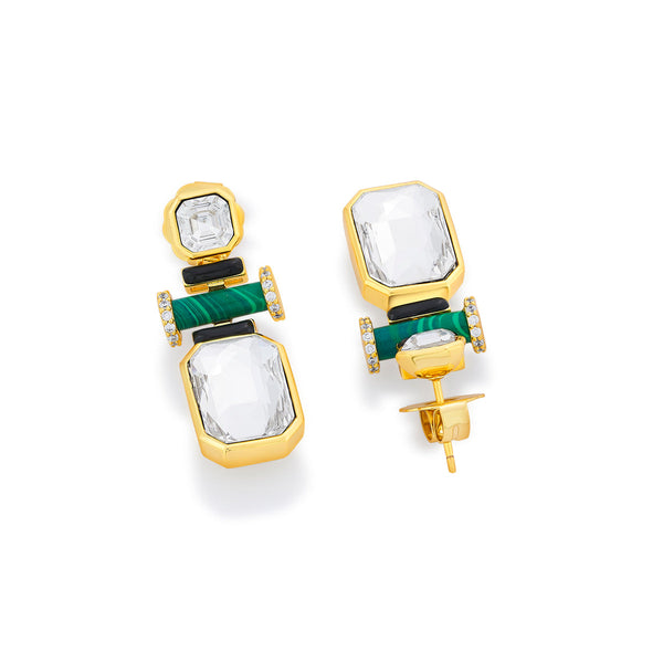 Isharya Jungle Green Crystal Earrings Earrings Gold
