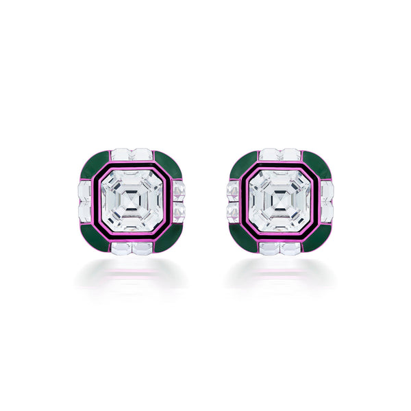 isharya Jungle Green Oversized Crystal Studs Earrings Green