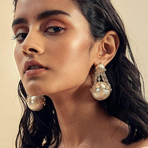 Isharya Limelight Pearl & Chain Libra Earrings Earrings