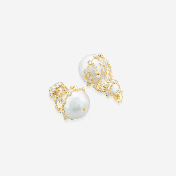 Isharya Limelight Pearl & Chain Libra Earrings Earrings
