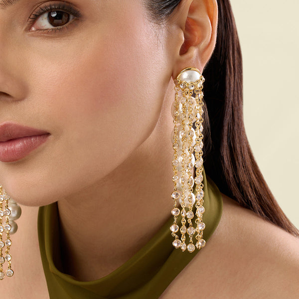 isharya Limelight Pearl & Chain Long Earrings Earrings
