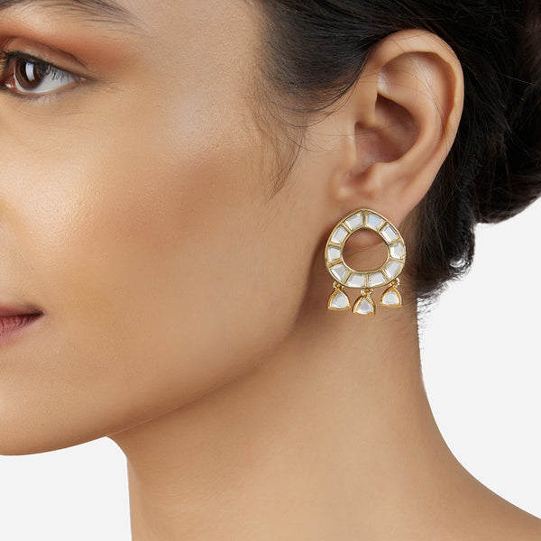 Isharya Lumen Chandbali Mirror Earrings Earrings Gold