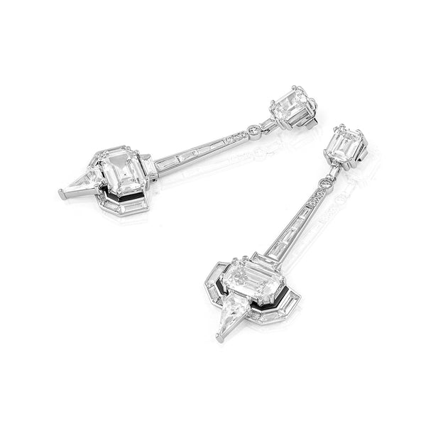 Isharya Luxe Enamel CZ Dangler Earrings Earrings White