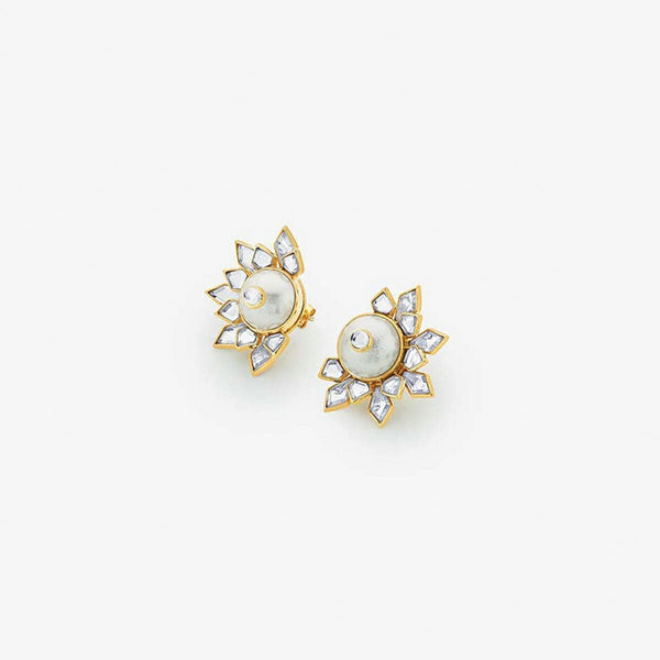 Isharya Mandala Mirror Cotton Pearl Earring Stud Earrings