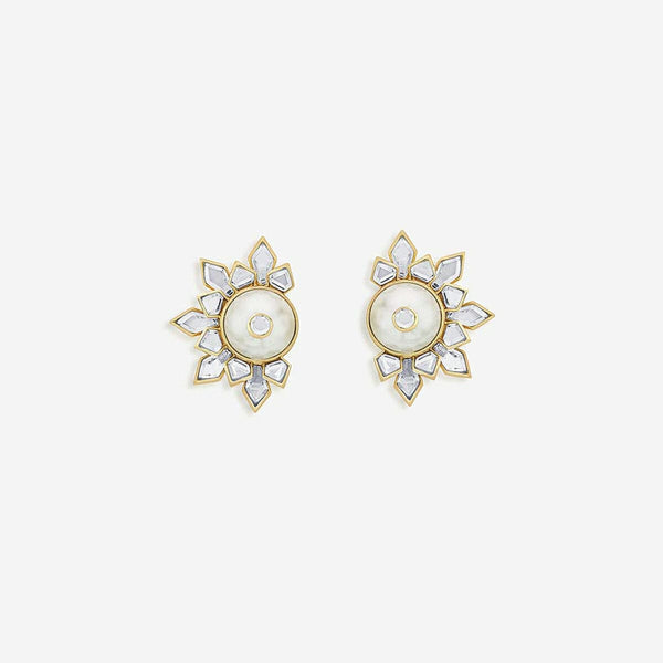 isharya Mandala Mirror Cotton Pearl Earring Stud Earrings