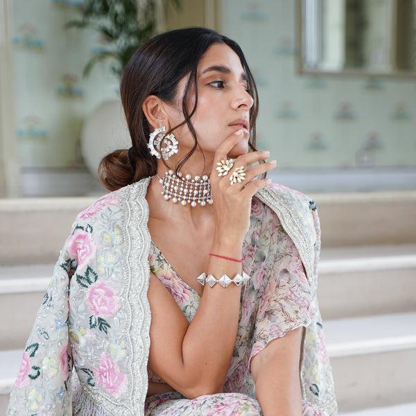 Isharya Marquise Mirror Cluster Gold Open Ring Rings Gold