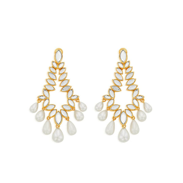 Isharya Marquise Mirror Pearl Chandelier Earrings Earrings