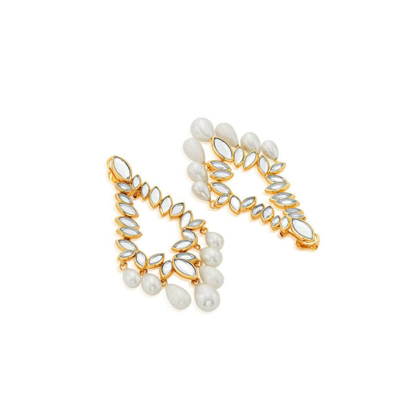 Isharya Marquise Mirror Pearl Chandelier Earrings Earrings