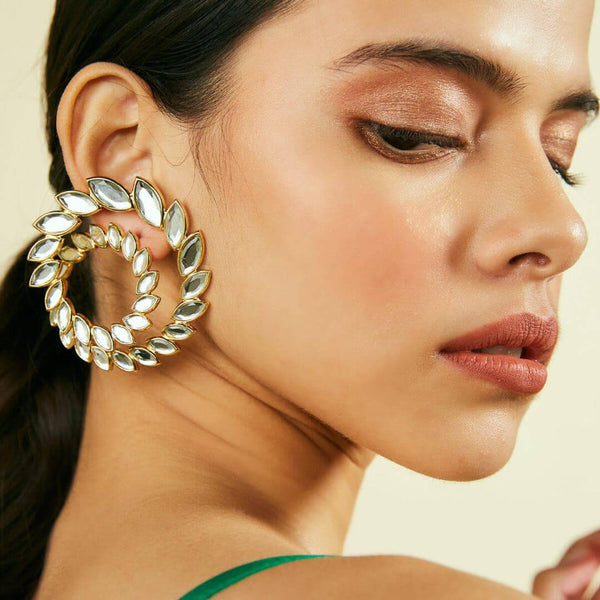 isharya Marquise Mirror Statement Swirl Earrings Earrings