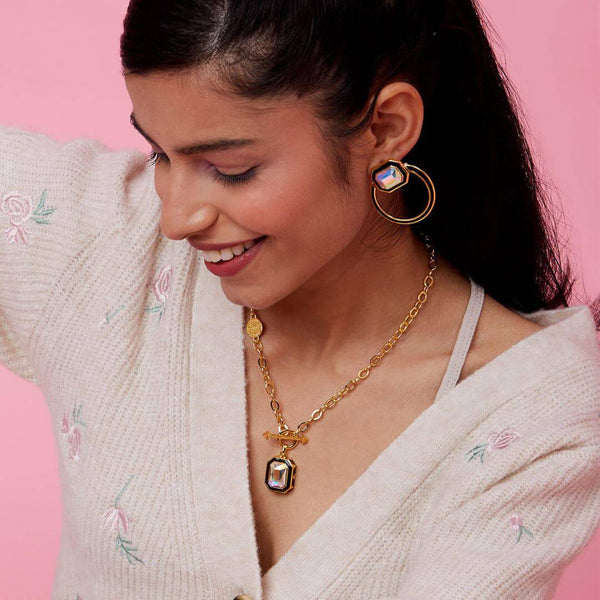 Isharya Meraki Black Enamel Necklace Necklaces White