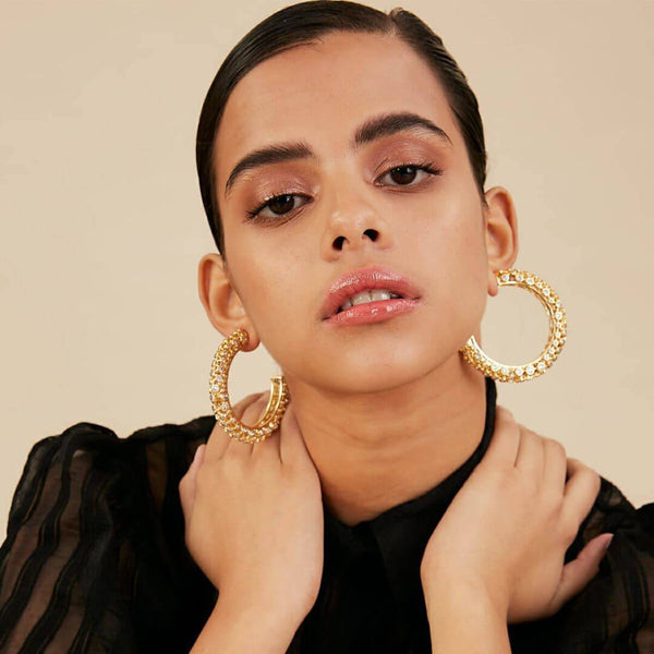 isharya Modern Maharani Mirror Tube Hoop Earrings Earrings