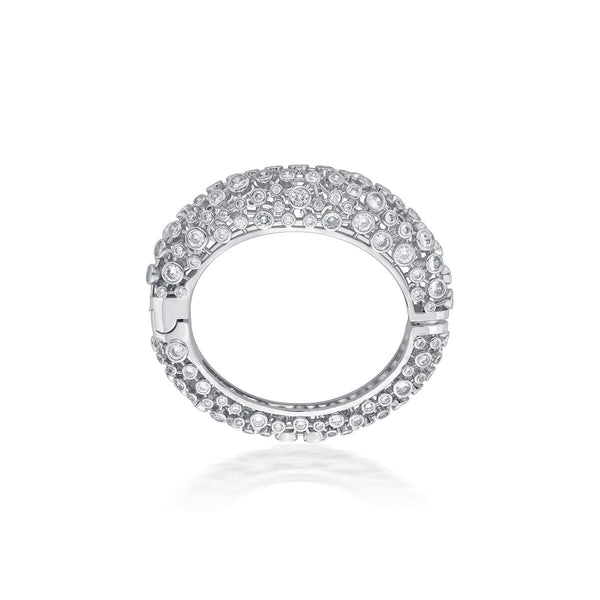 Isharya Modern Maharani Silver Oval Hinge Bangle Bracelets