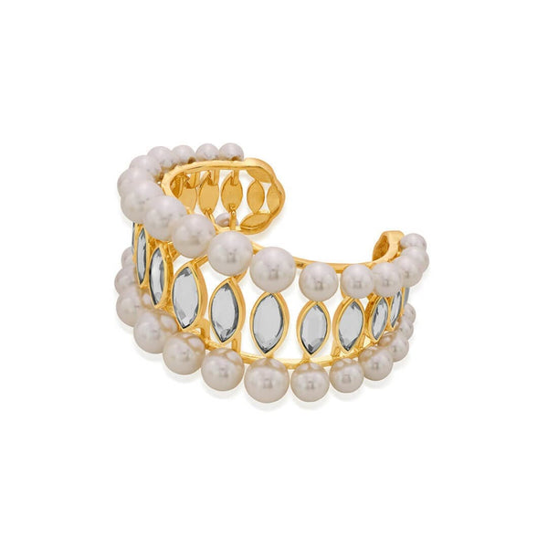Isharya Navette Collection Pearl & Mirror Tapered Medium Size Cuff Cuff