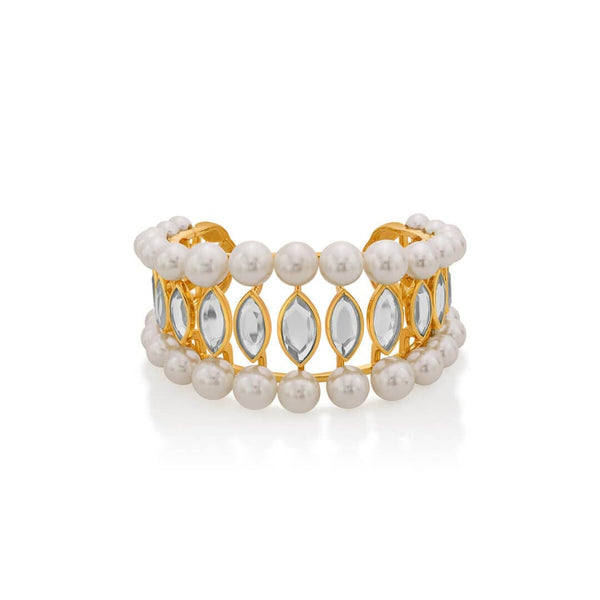 isharya Navette Collection Pearl & Mirror tapered Medium size cuff Cuff