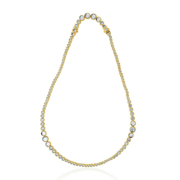 isharya Nazm Mirror & CZ Long Necklace Necklaces Gold