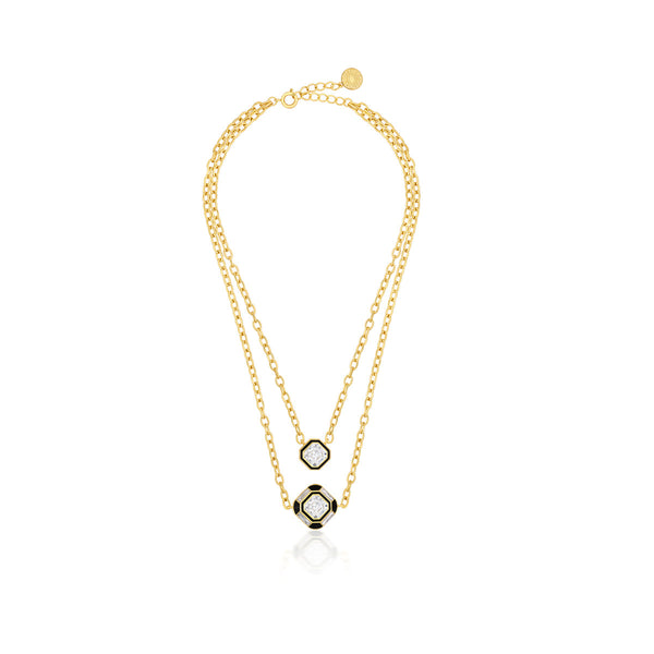 isharya Optic Layered Crystal Necklace Necklaces Gold