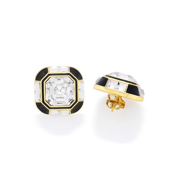 Isharya Optical Oversized Crystal Studs Earrings Black
