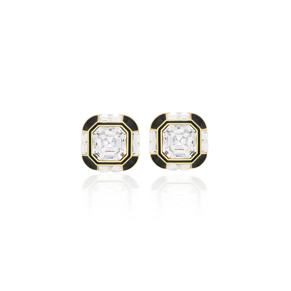 isharya Optical Oversized Crystal Studs Earrings Black