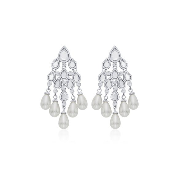 Isharya Paradise Dew Pearl Chandelier Earrings In Silver Earrings