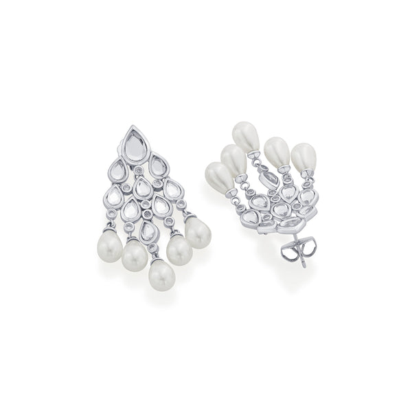 Isharya Paradise Dew Pearl Chandelier Earrings In Silver Earrings