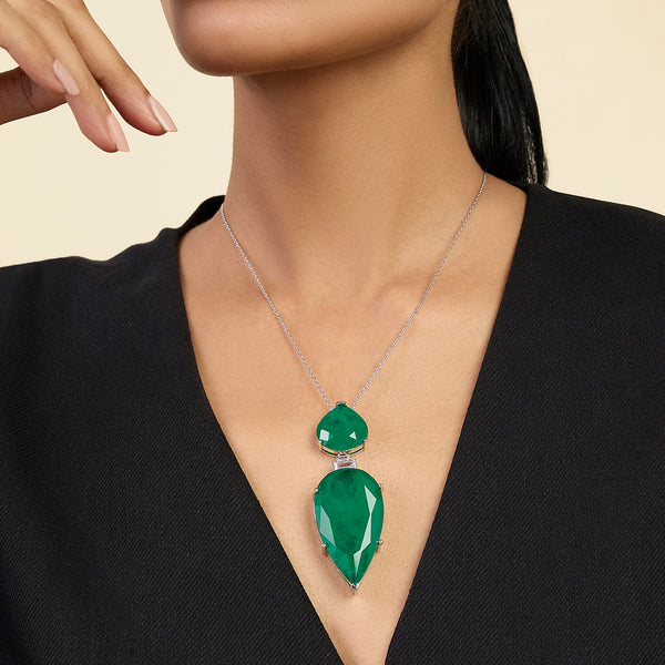 isharya Pear Cut Emerald Pendant Charms u0026 Pendants Green