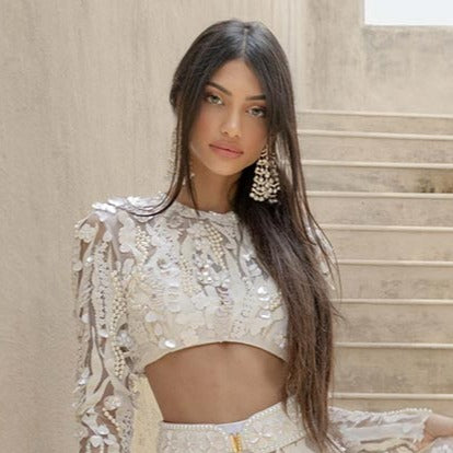 Isharya Pearl Crystal Waterfall Earrings Earrings Gold