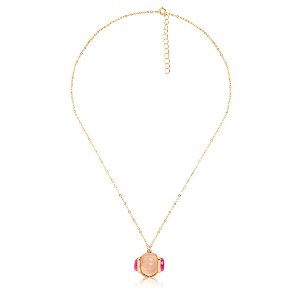 Isharya Pink Tourmaline Pendant Necklace Necklaces Pink