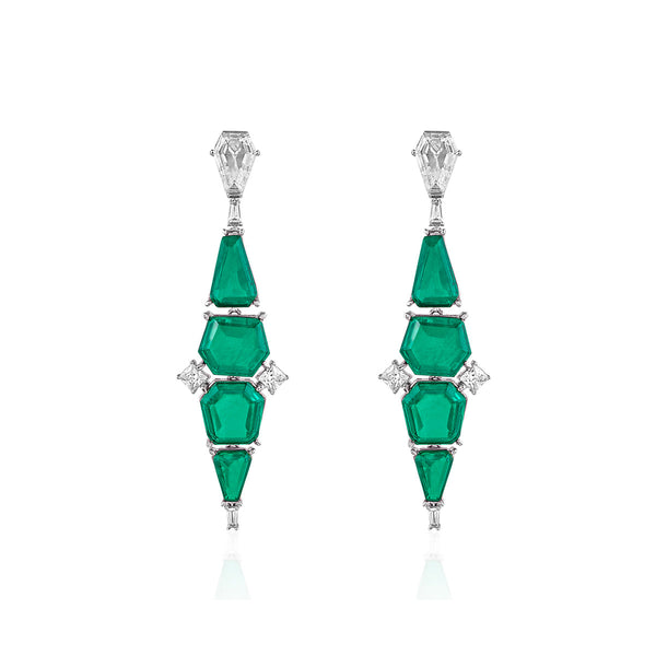 Isharya Quadruple Emerald Dangler Earrings Earrings Green