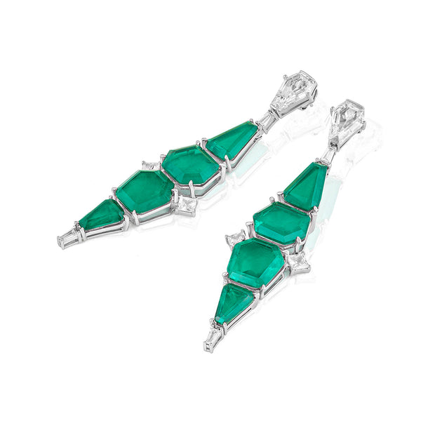Isharya Quadruple Emerald Dangler Earrings Earrings Green