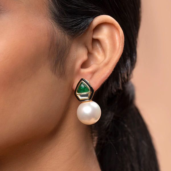 isharya Razia Green Quartz Mirror Earrings Earrings