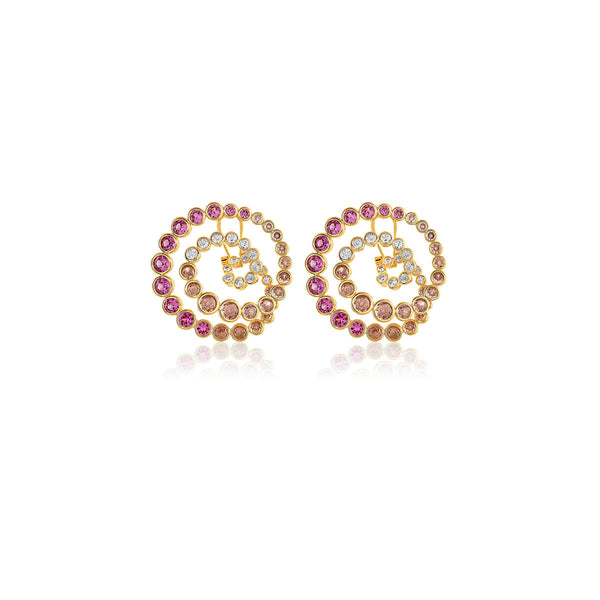 Isharya Red Galaxy Spiral Statement Earrings Earrings