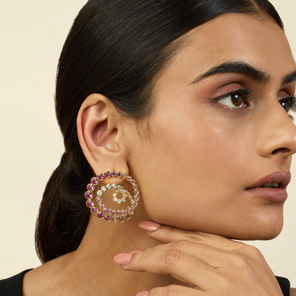 isharya Red Galaxy Spiral Statement Earrings Earrings