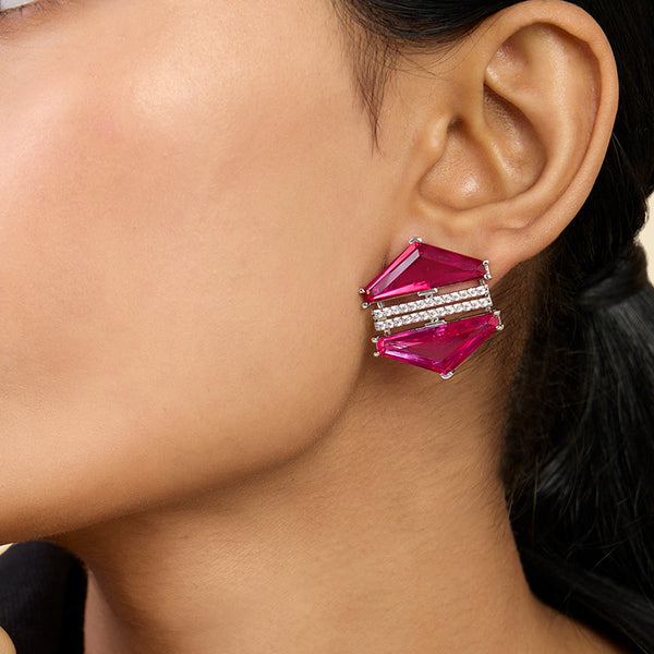isharya Ruby Corumdum & Pink Tourmaline Earrings Earrings