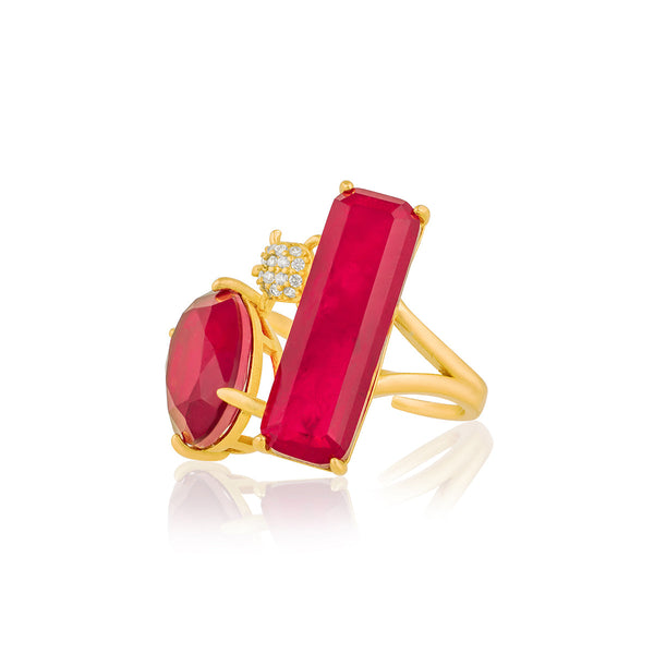 Isharya Ruby Rossette Open Statement Ring Rings Free Size